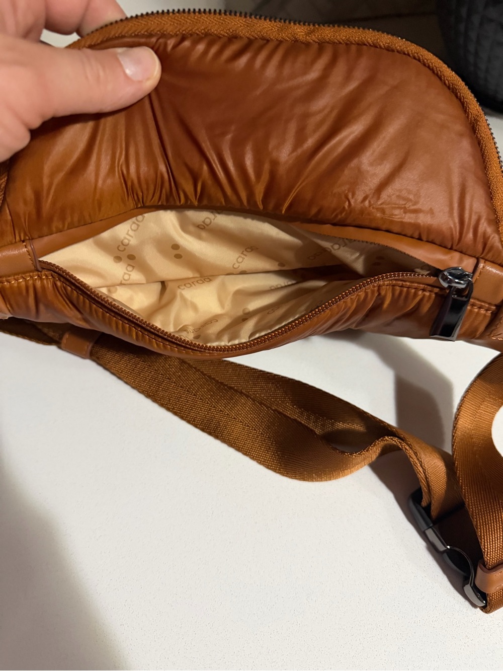 Caara Chestnut Belt Bag with Tan Strap - Picture 7 of 8